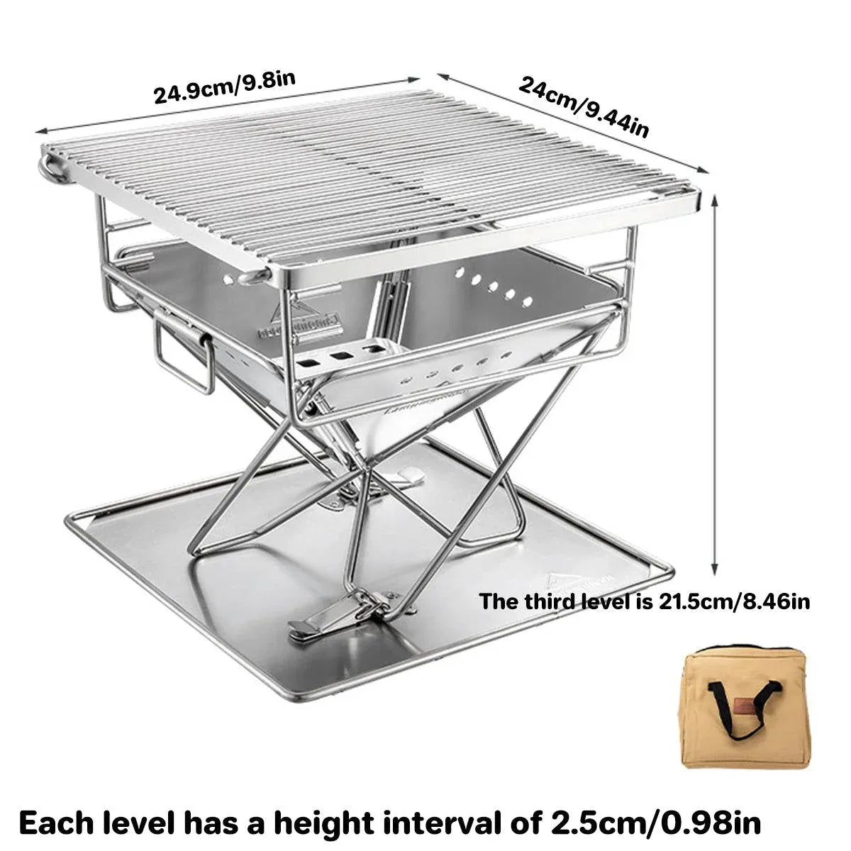 Camping Stainless Steel Collapsible Barbecue Grill Portable Outdoor BBQ Grill