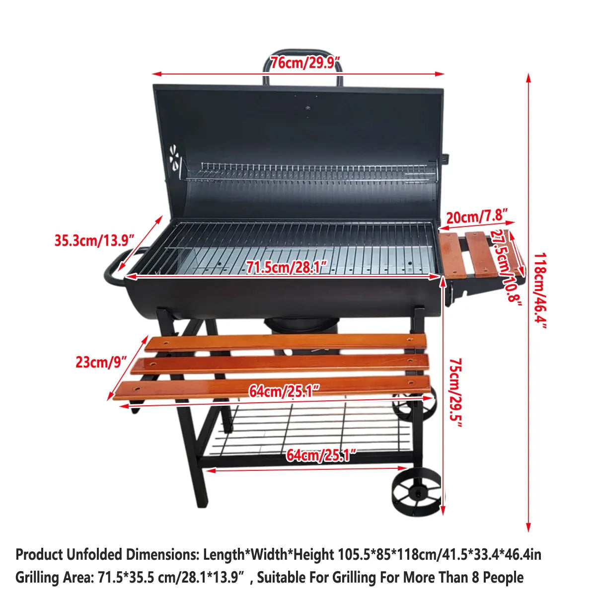 Barbecue Grill Portable Outdoor BBQ Rack Detachable Stand For Garden Picnic Use
