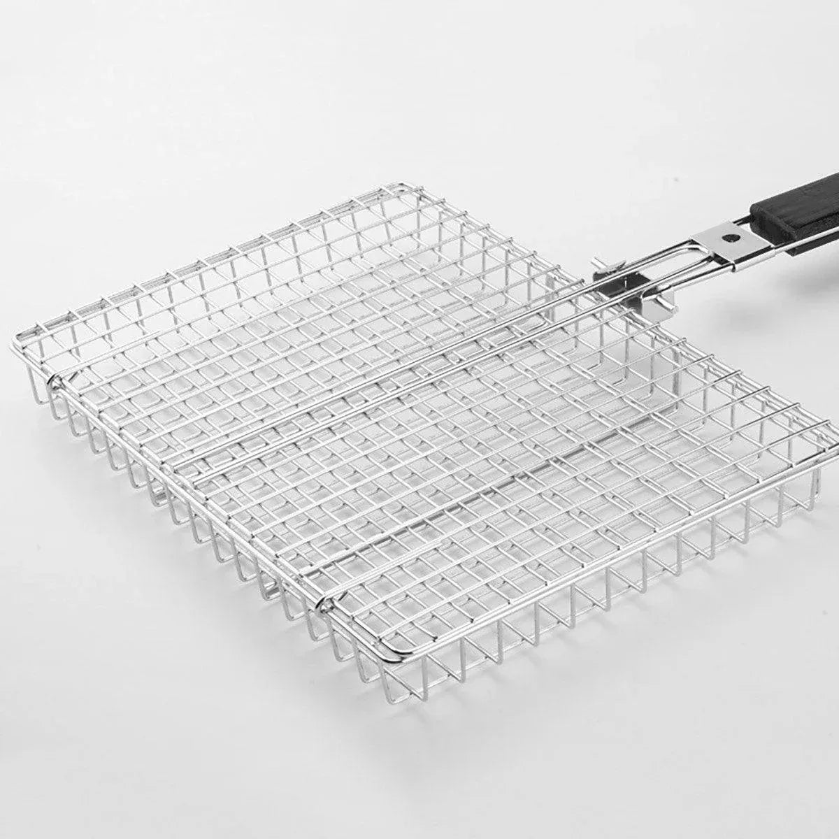 Barbecue Grilling Basket Portable Folding Stainless Steel Grill BBQ Food Holders