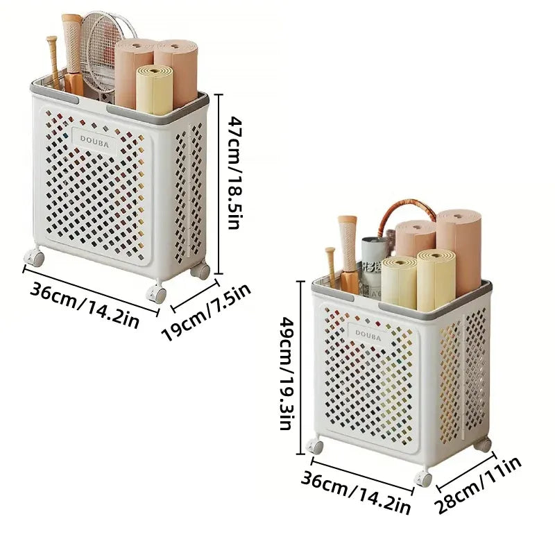 Folding Laundry Basket with Wheel Large Capacity Removable Dirty Clothes Storage - White-M
