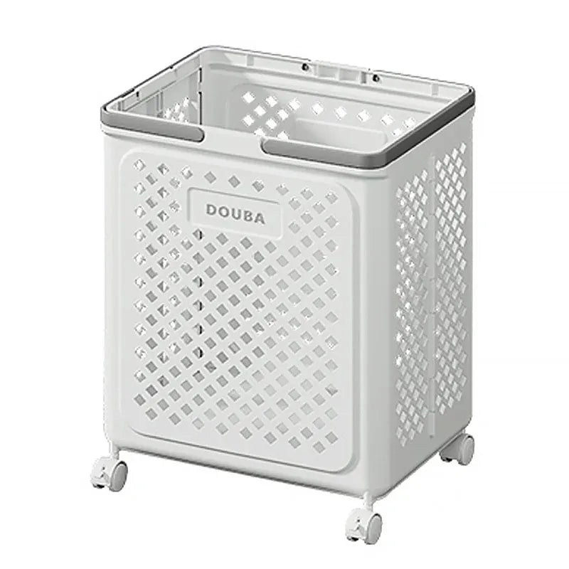 Folding Laundry Basket with Wheel Large Capacity Removable Dirty Clothes Storage - White-M