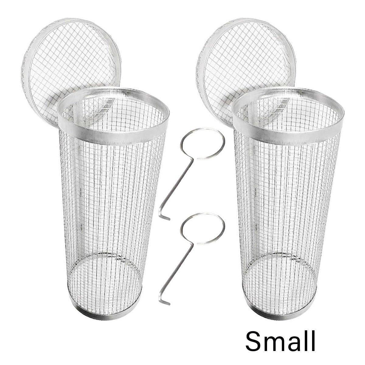 2pcs BBQ Basket Round Grill Cage Portable Rotating Net for Outdoor Cooking - Large