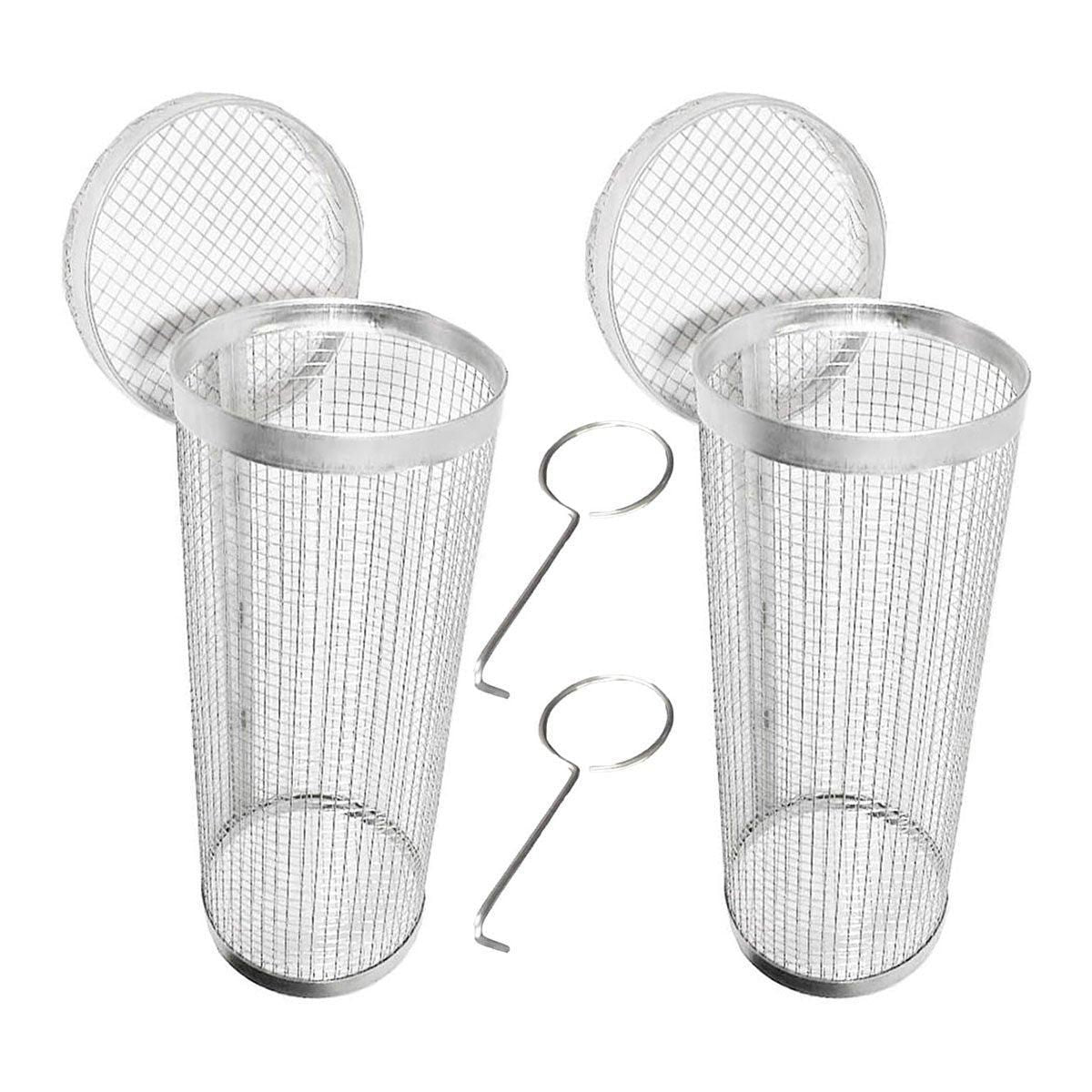 2pcs BBQ Basket Round Grill Cage Portable Rotating Net for Outdoor Cooking - Small