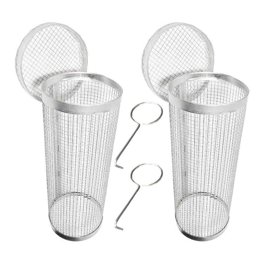 2pcs BBQ Basket Round Grill Cage Portable Rotating Net for Outdoor Cooking - Small