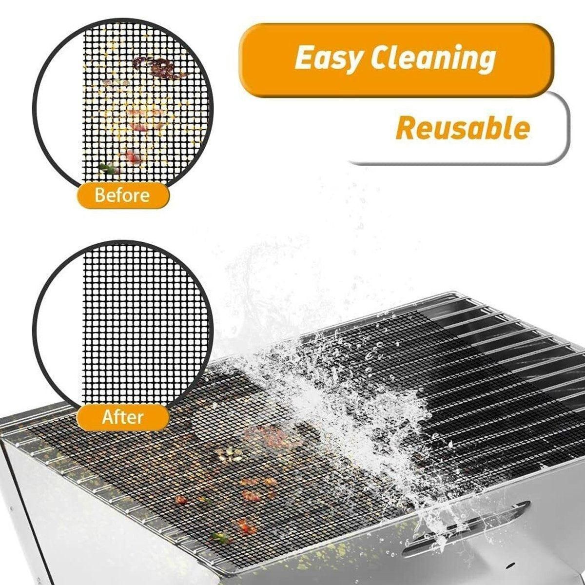 3/6/10PCS Non-Stick BBQ Grill Mat Mesh Liner Cooking Barbecue Sheet Baking Pad - 40X30cm-10PCS