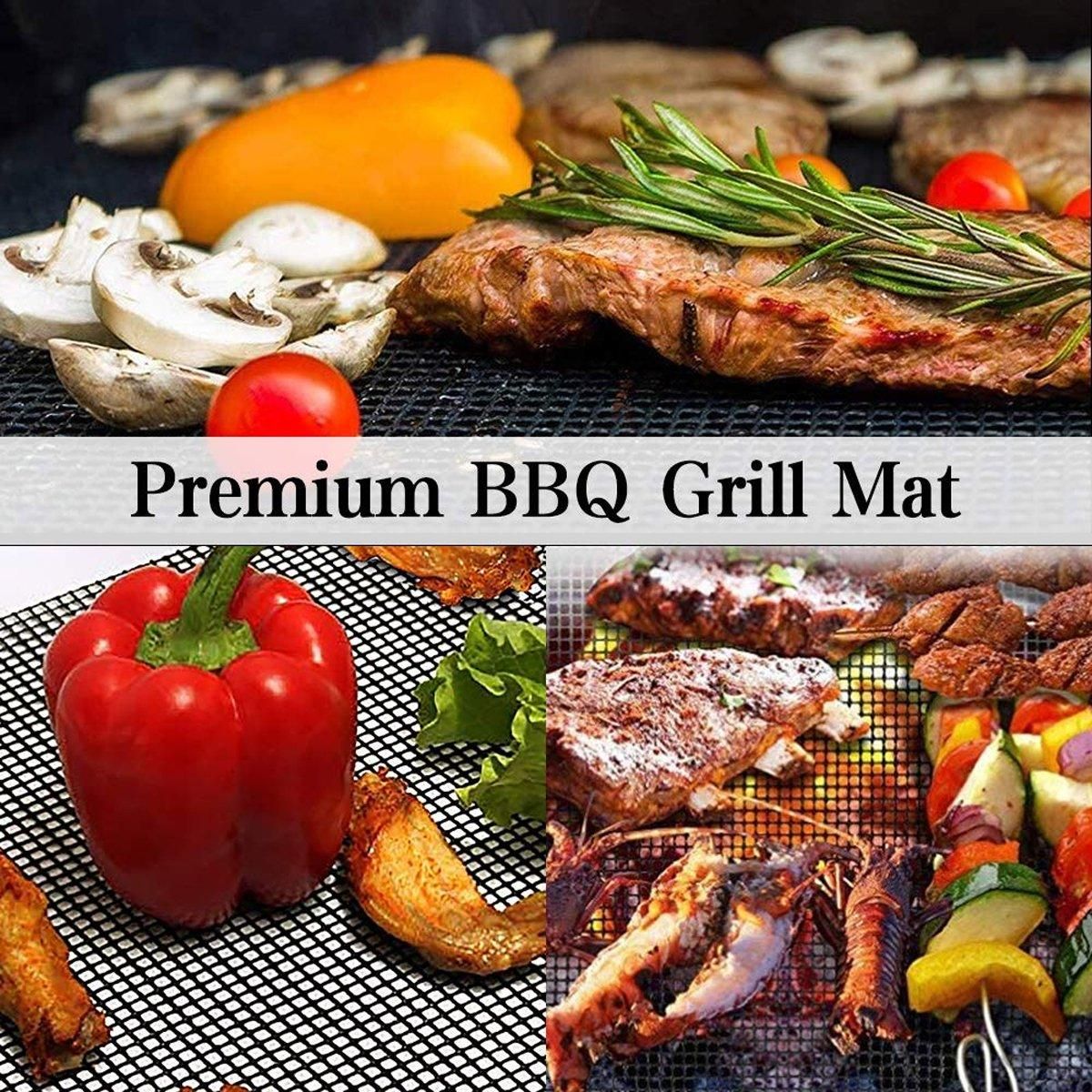 3/6/10PCS Non-Stick BBQ Grill Mat Mesh Liner Cooking Barbecue Sheet Baking Pad - 40X30cm-10PCS