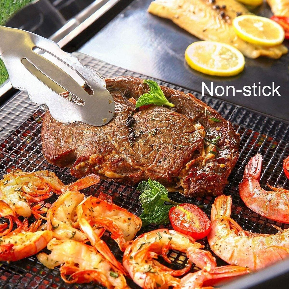 3/6/10PCS Non-Stick BBQ Grill Mat Mesh Liner Cooking Barbecue Sheet Baking Pad - 40X30cm-10PCS
