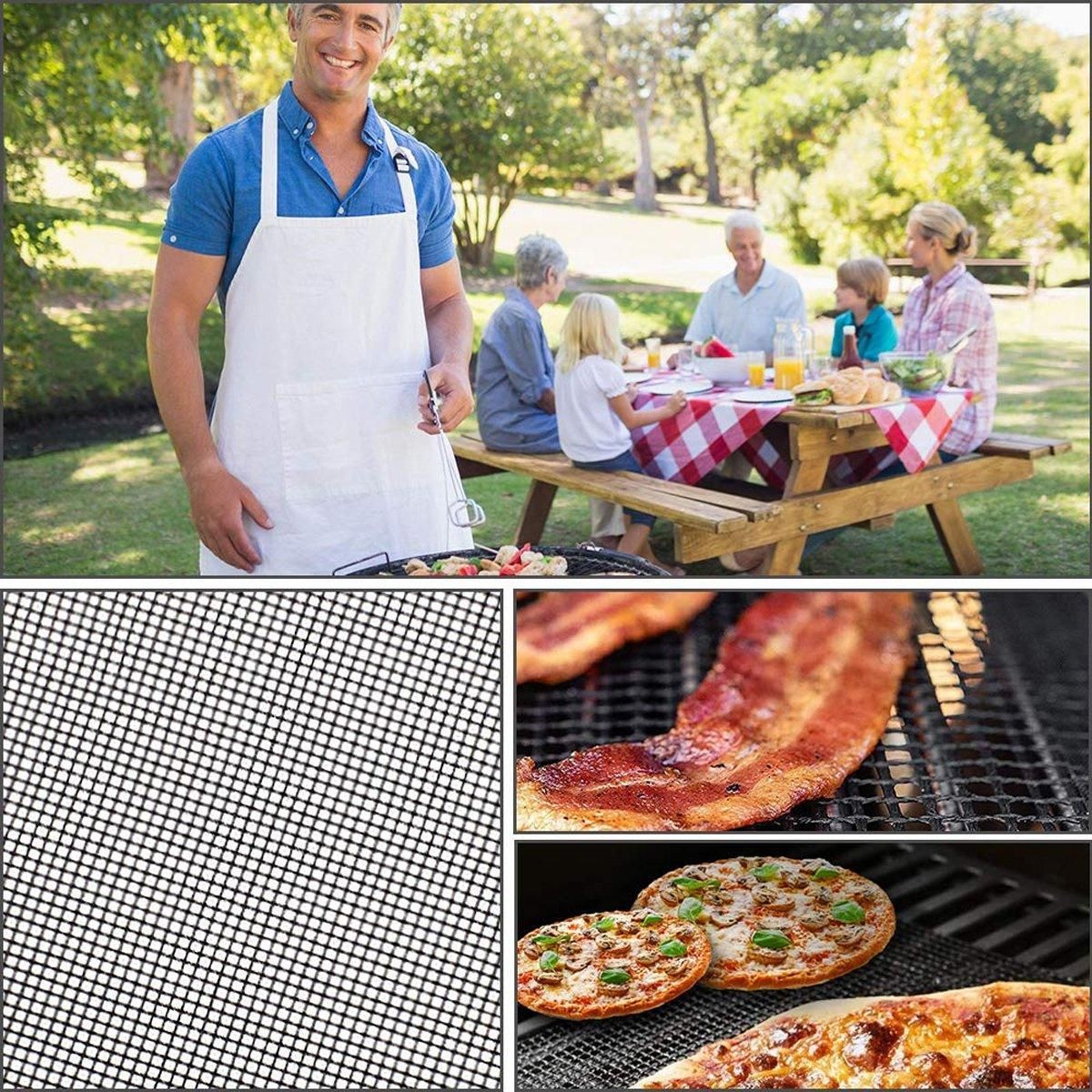 3/6/10PCS Non-Stick BBQ Grill Mat Mesh Liner Cooking Barbecue Sheet Baking Pad - 40X30cm-10PCS