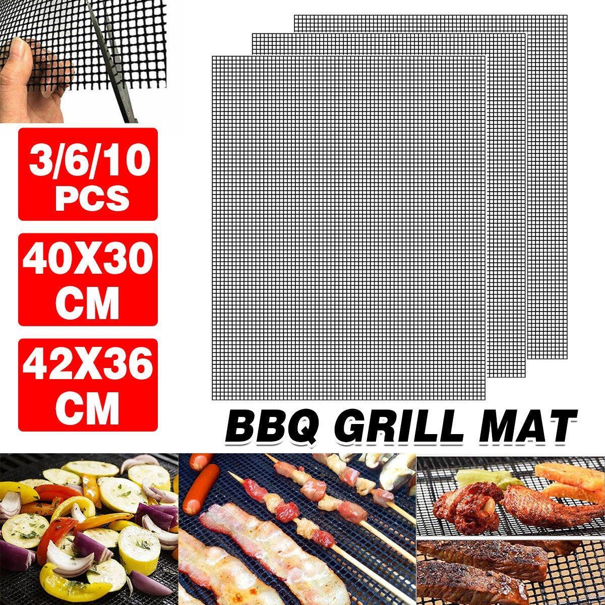 3/6/10PCS Non-Stick BBQ Grill Mat Mesh Liner Cooking Barbecue Sheet Baking Pad - 40X30cm-10PCS