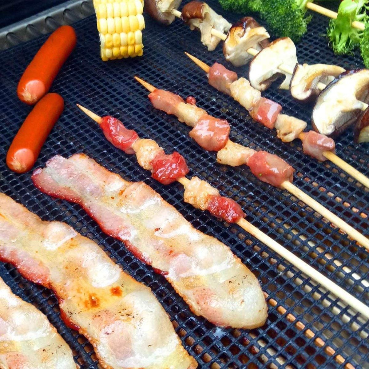 3/6/10PCS Non-Stick BBQ Grill Mat Mesh Liner Cooking Barbecue Sheet Baking Pad - 42X36cm-6PCS