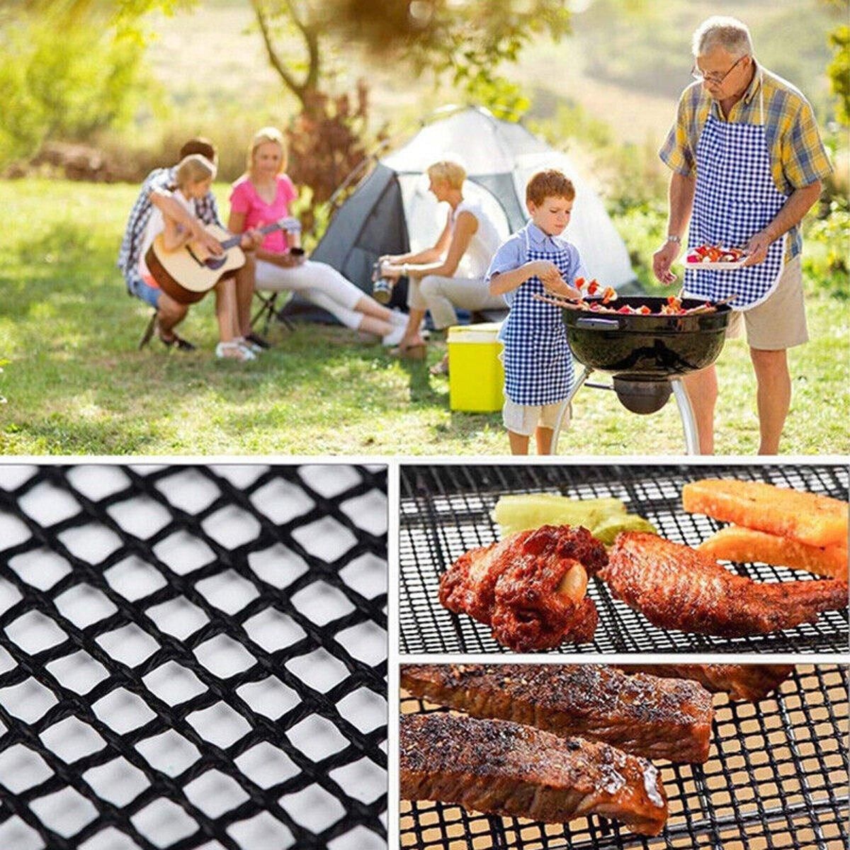 3/6/10PCS Non-Stick BBQ Grill Mat Mesh Liner Cooking Barbecue Sheet Baking Pad - 42X36cm-6PCS