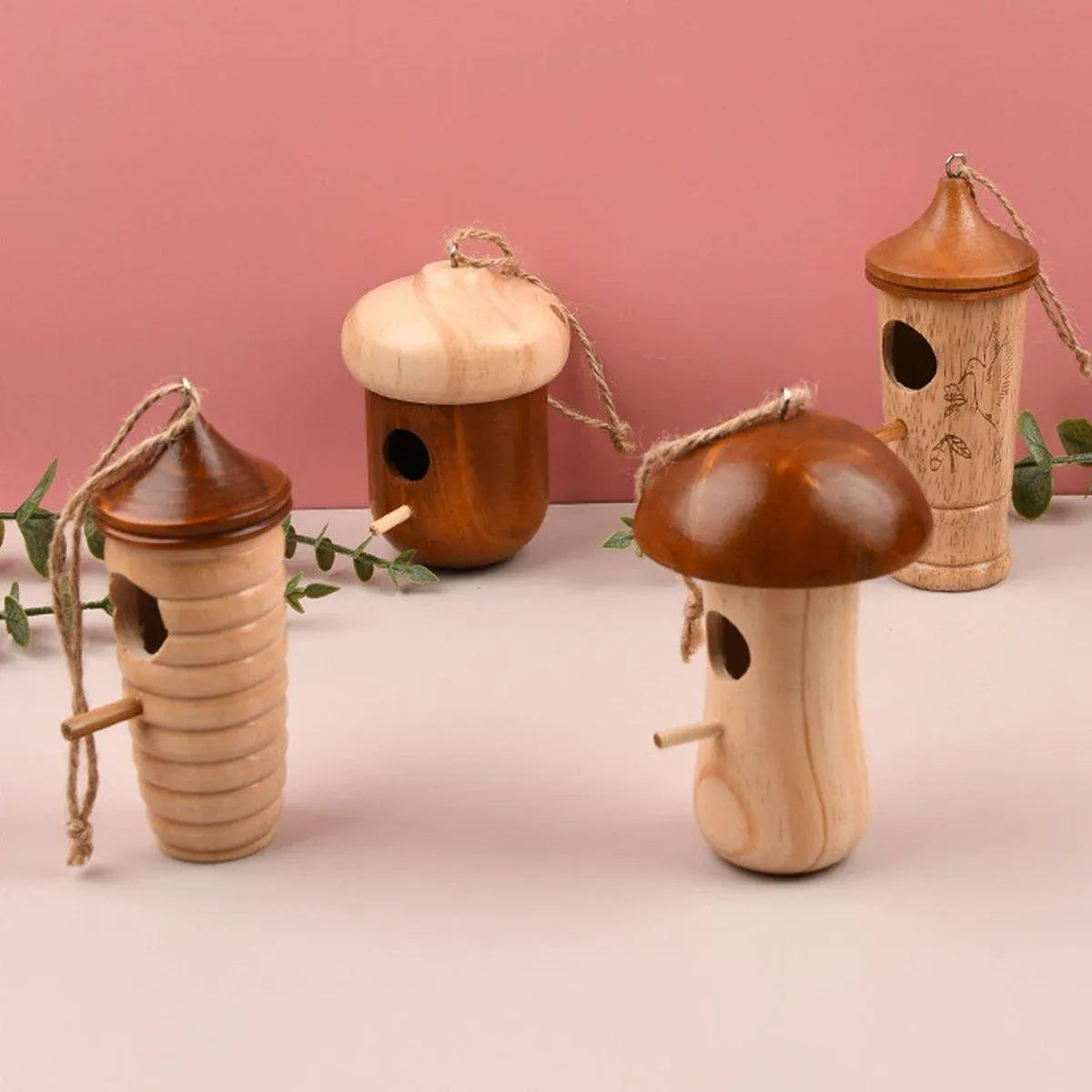Wooden Bird Nest Cage Hummingbird Feeder House Hanging Home Garden Decorations - 2