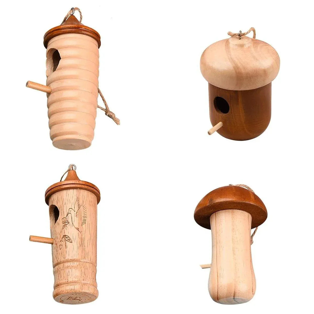 Wooden Bird Nest Cage Hummingbird Feeder House Hanging Home Garden Decorations - 3