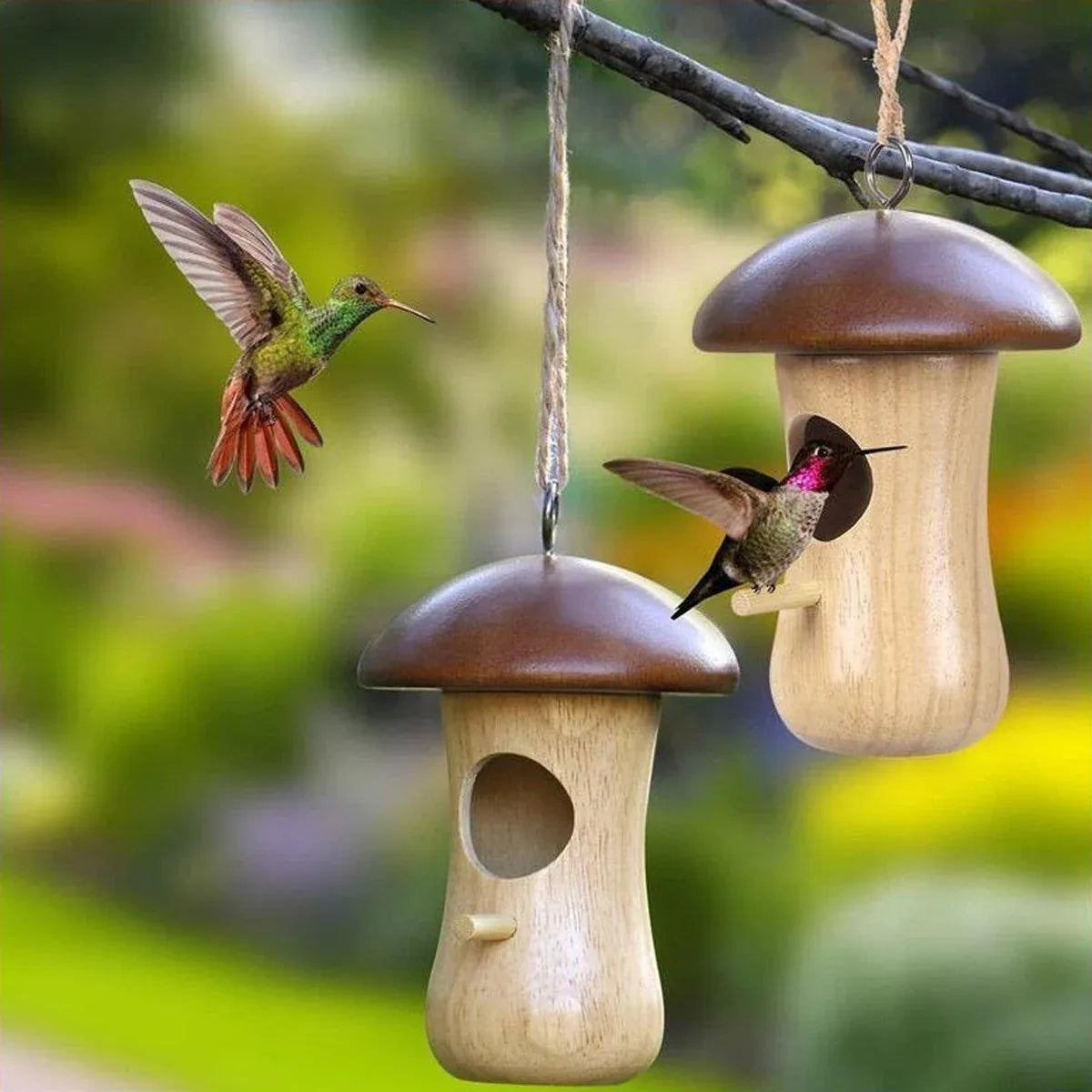 Wooden Bird Nest Cage Hummingbird Feeder House Hanging Home Garden Decorations - 3