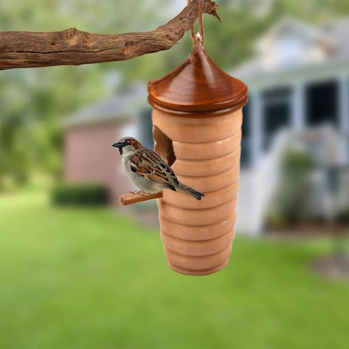 Wooden Bird Nest Cage Hummingbird Feeder House Hanging Home Garden Decorations - 3