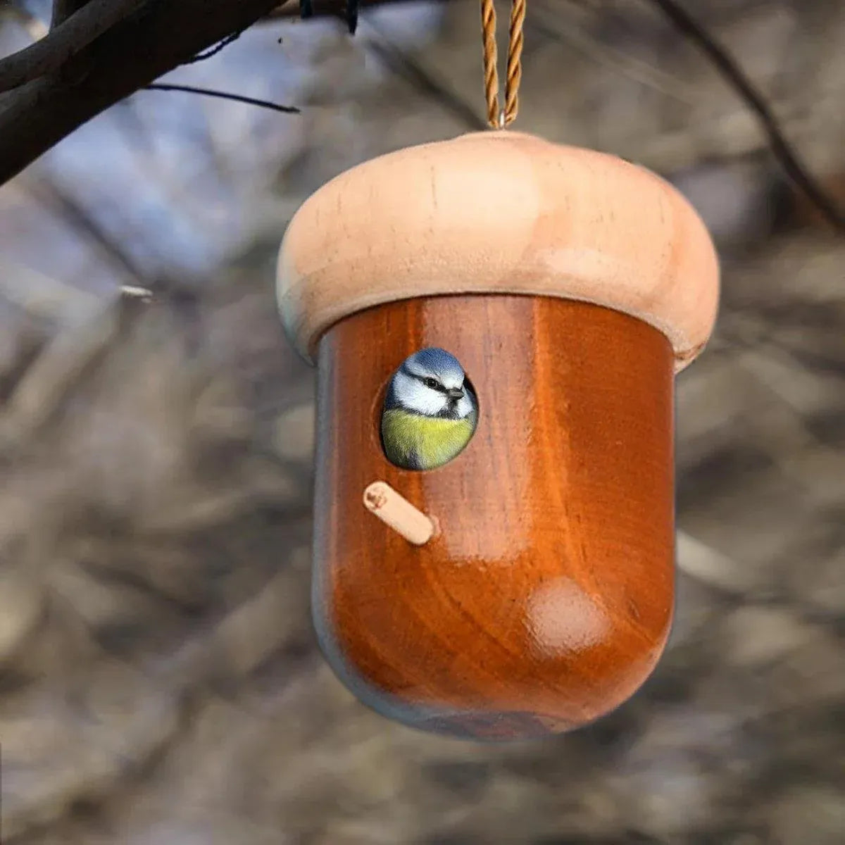 Wooden Bird Nest Cage Hummingbird Feeder House Hanging Home Garden Decorations - 3