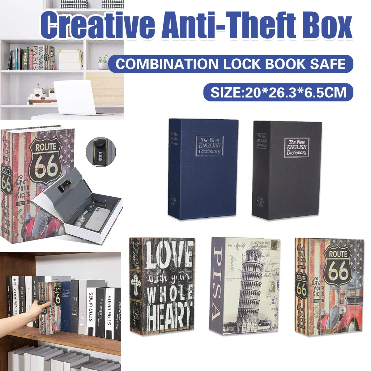 Hidden Book Safe Lock Box for Home and Office Cash Watch Document Storage - 3