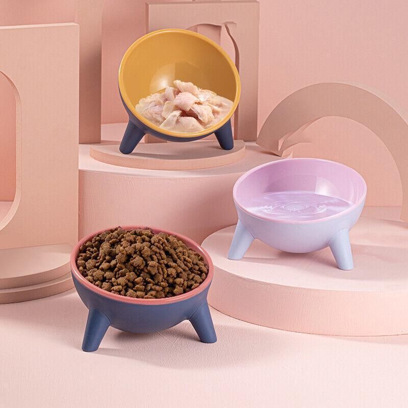 Raised Cat Bowl Pet Feeder Pet Bowl Elevated Dog Bowls 15Â° Tilted Pet Water Bowl - Cherry Blossom Pink