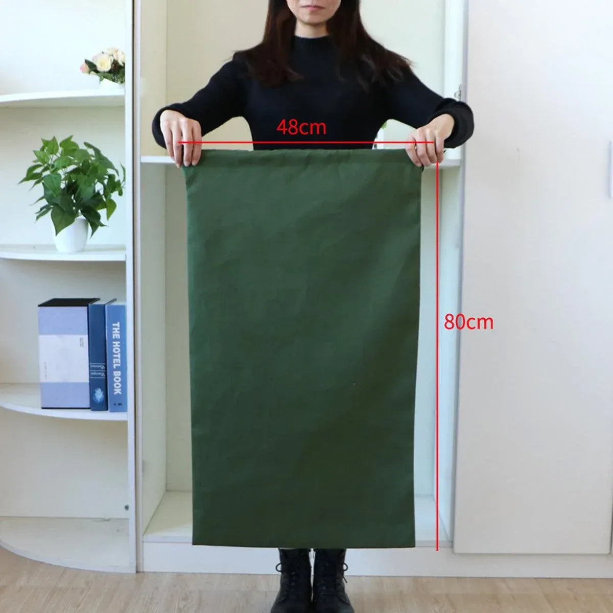 Canvas Drawstring Large Bag Pouch Clothes Craft Storage Laundry - Green-74X120cm