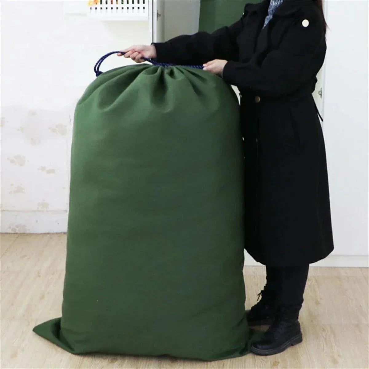 Canvas Drawstring Large Bag Pouch Clothes Craft Storage Laundry - White-74X120cm