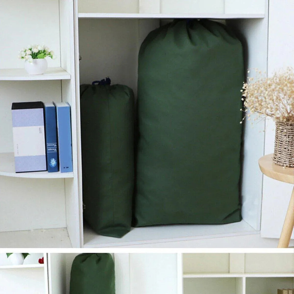 Canvas Drawstring Large Bag Pouch Clothes Craft Storage Laundry - White-74X120cm