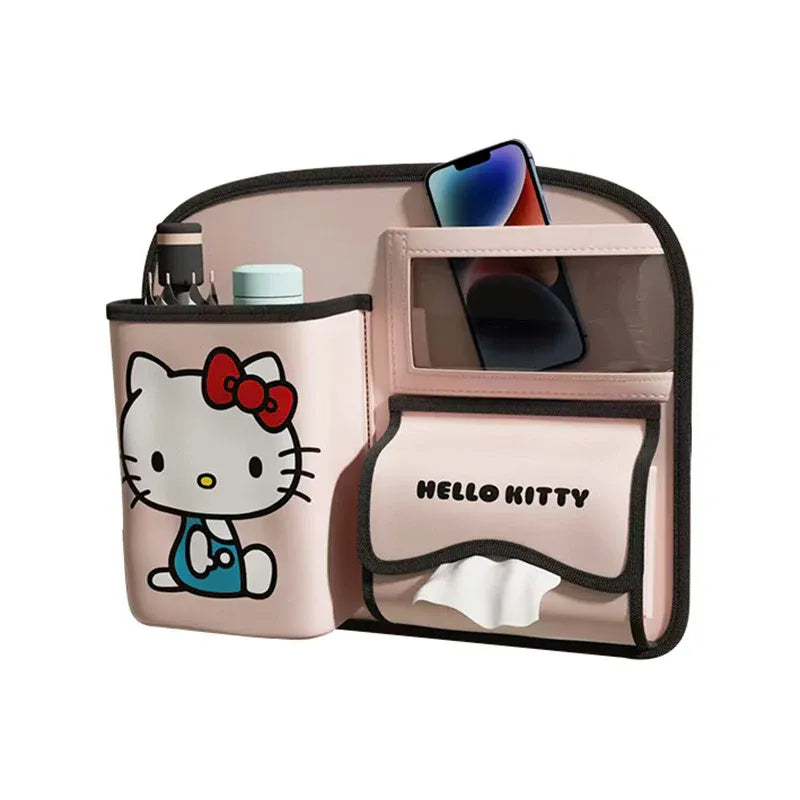 Vehicle Seat Back Organiser PU Storage Bag Foldable Trash Bin Multi Pocket Holder