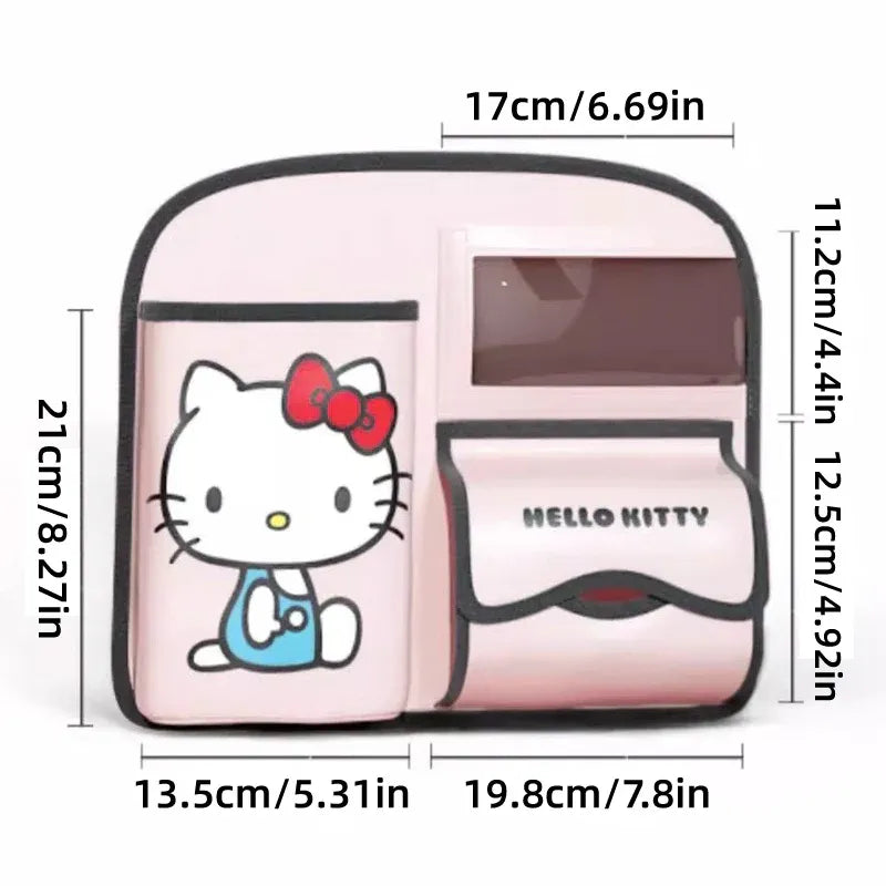 Vehicle Seat Back Organiser PU Storage Bag Foldable Trash Bin Multi Pocket Holder
