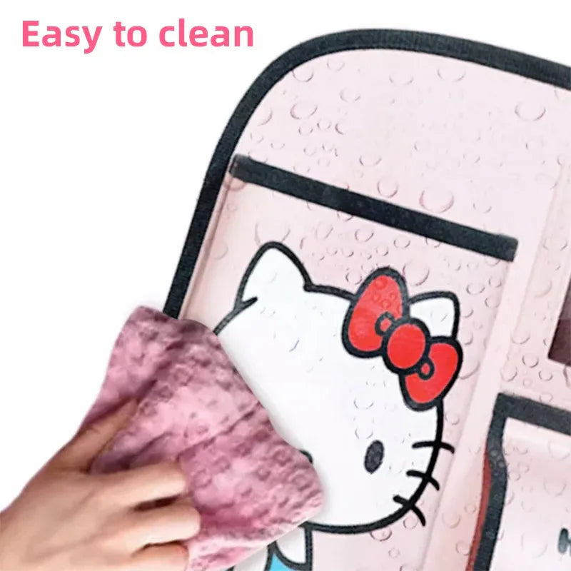 Vehicle Seat Back Organiser PU Storage Bag Foldable Trash Bin Multi Pocket Holder