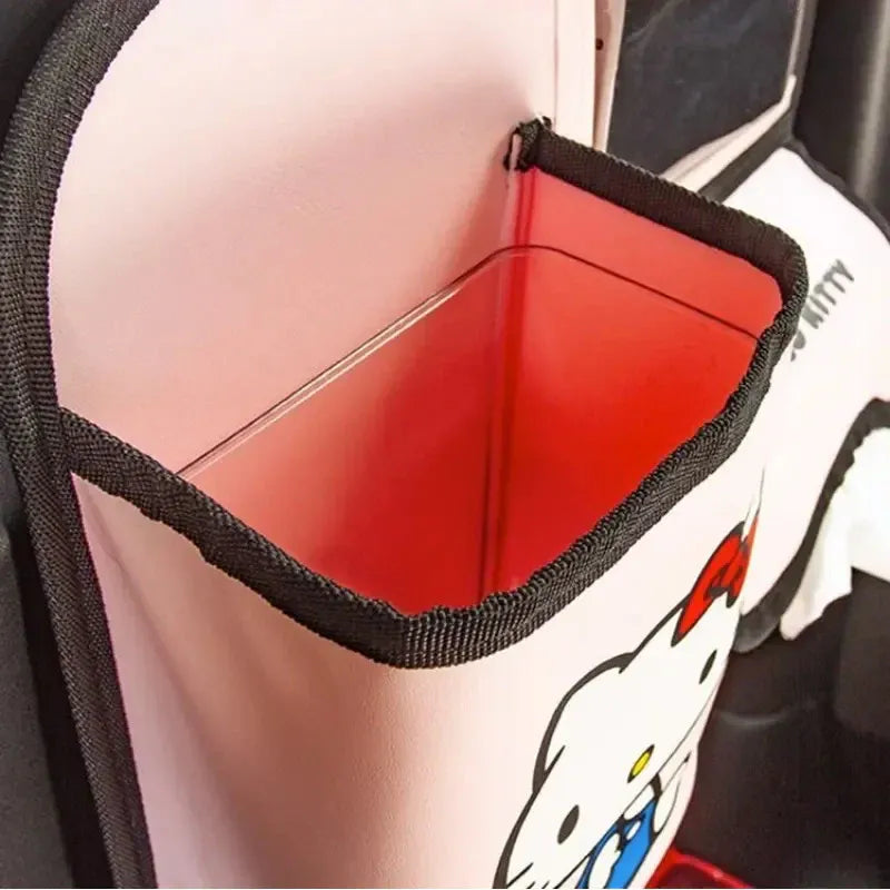 Vehicle Seat Back Organiser PU Storage Bag Foldable Trash Bin Multi Pocket Holder