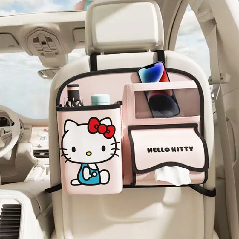 Vehicle Seat Back Organiser PU Storage Bag Foldable Trash Bin Multi Pocket Holder