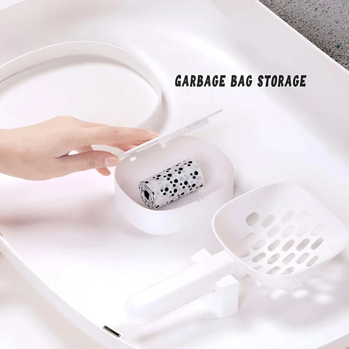Cat Litter Box Semi-closed Cat Supplies Cat Toilet Drawer Large Cat Litter Box - White
