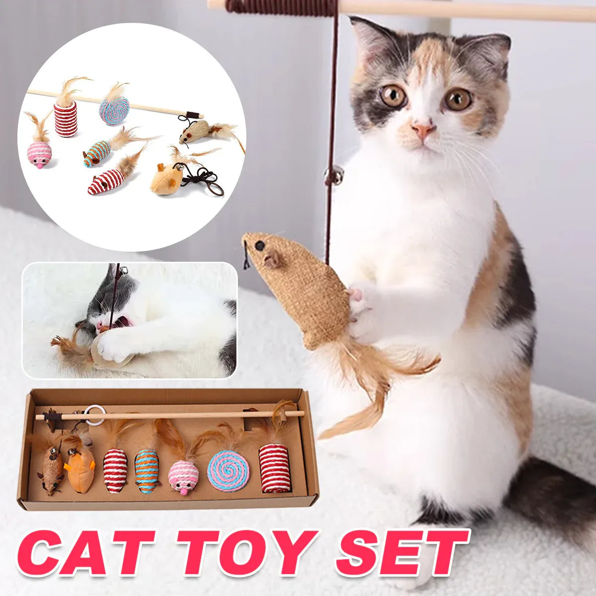 Cat Toys Set 7PCS Interactive Kitten Toys Durable for Indoor Cats Kittens Use