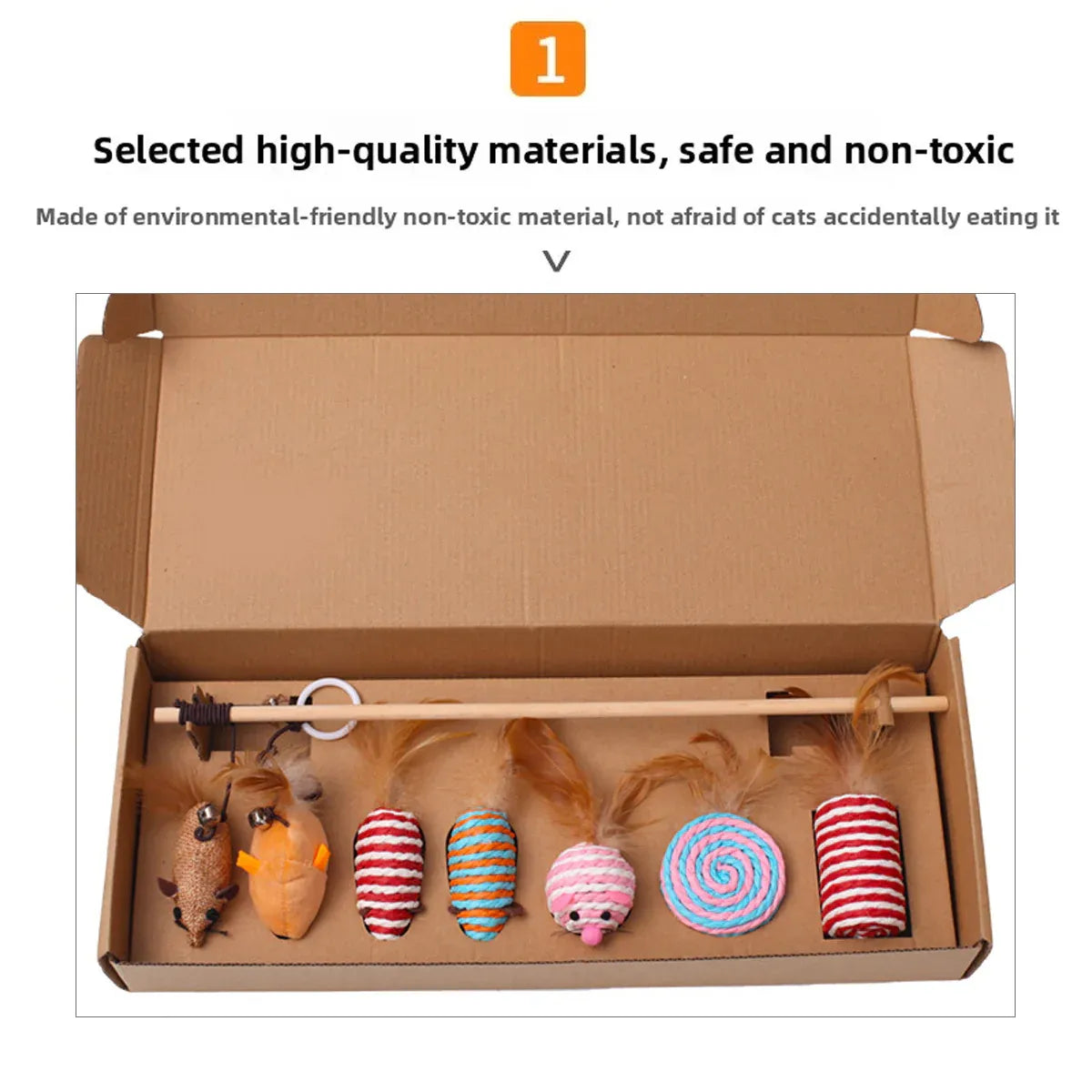 Cat Toys Set 7PCS Interactive Kitten Toys Durable for Indoor Cats Kittens Use