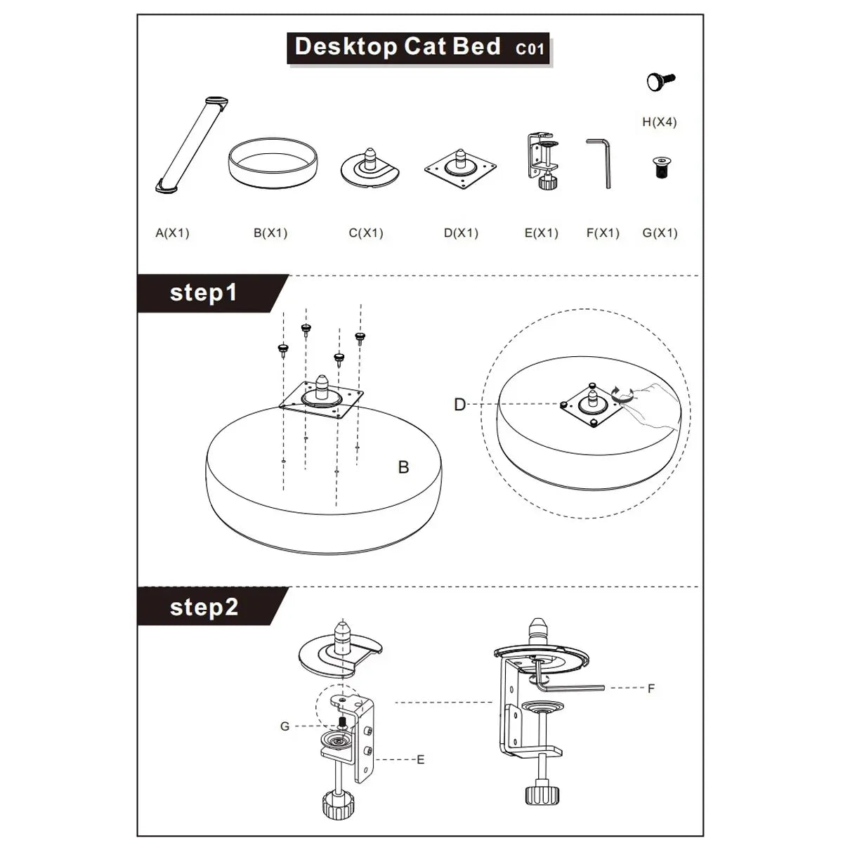 Suspended Cat Bed Desktop Hammock Cat Bed For Office Desk Window Mount Sleeping