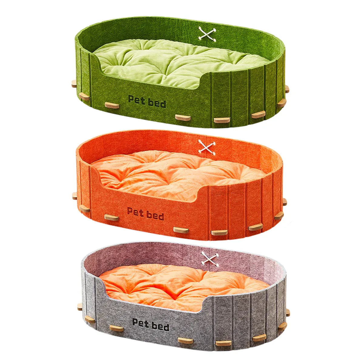 Pet Sleeping Bed Felt Cat Nest Warm Dog Bed Soft Indoor Cushion Removable Design - Green