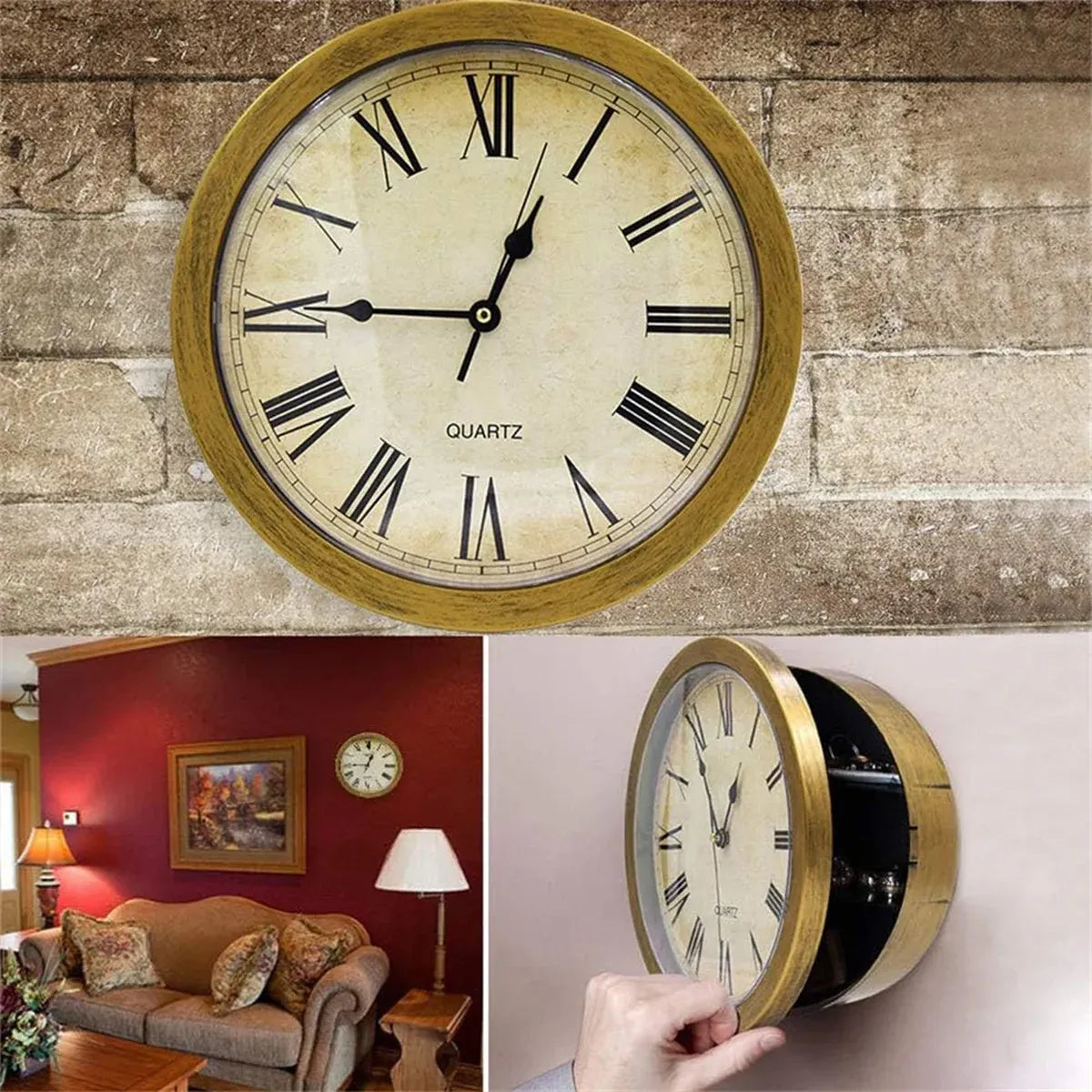 External Clock Internal Safe Box Anti Theft with Lock for Jewelry Cash Storage