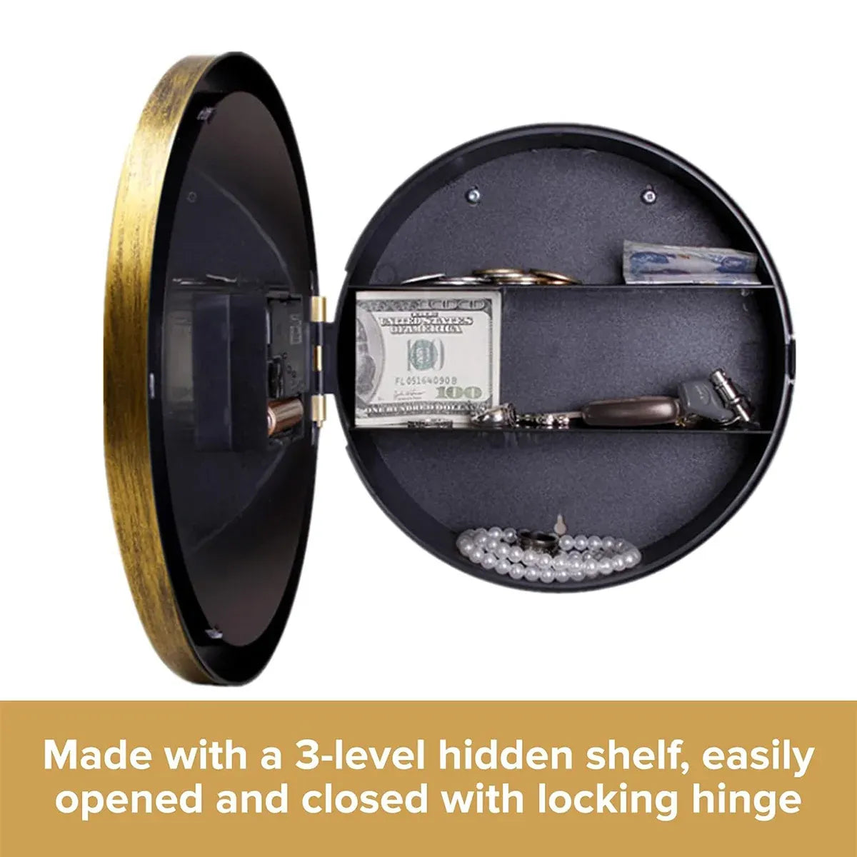 External Clock Internal Safe Box Anti Theft with Lock for Jewelry Cash Storage