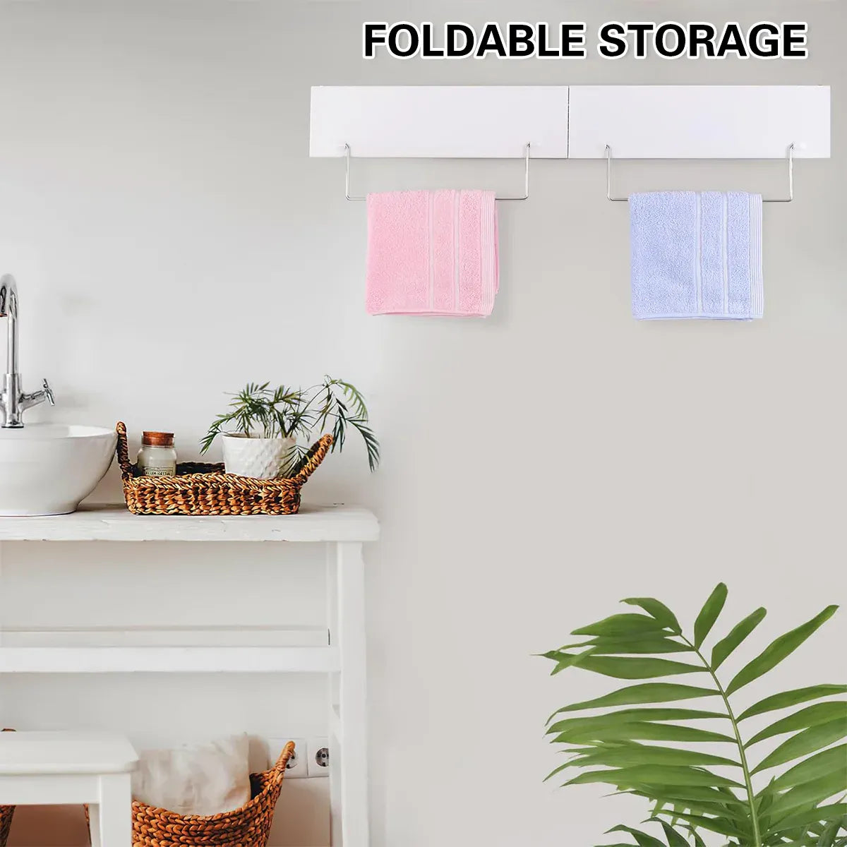 Wall Mount Foldable Clothes Drying Rack Sturdy Material Space Saving Balck/White - Black