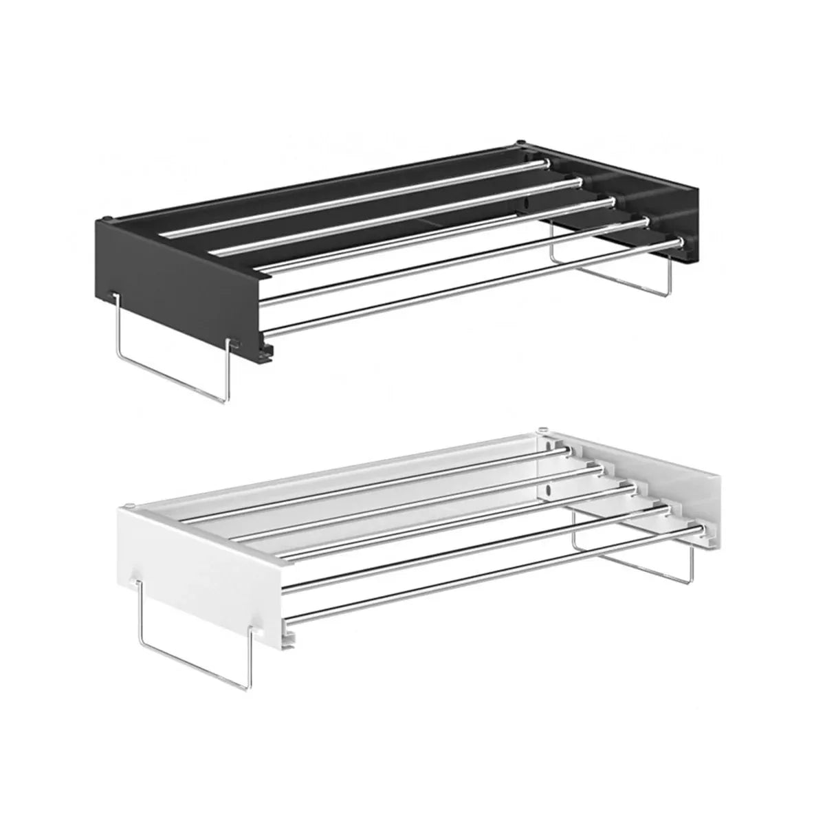 Wall Mount Foldable Clothes Drying Rack Sturdy Material Space Saving Balck/White - White