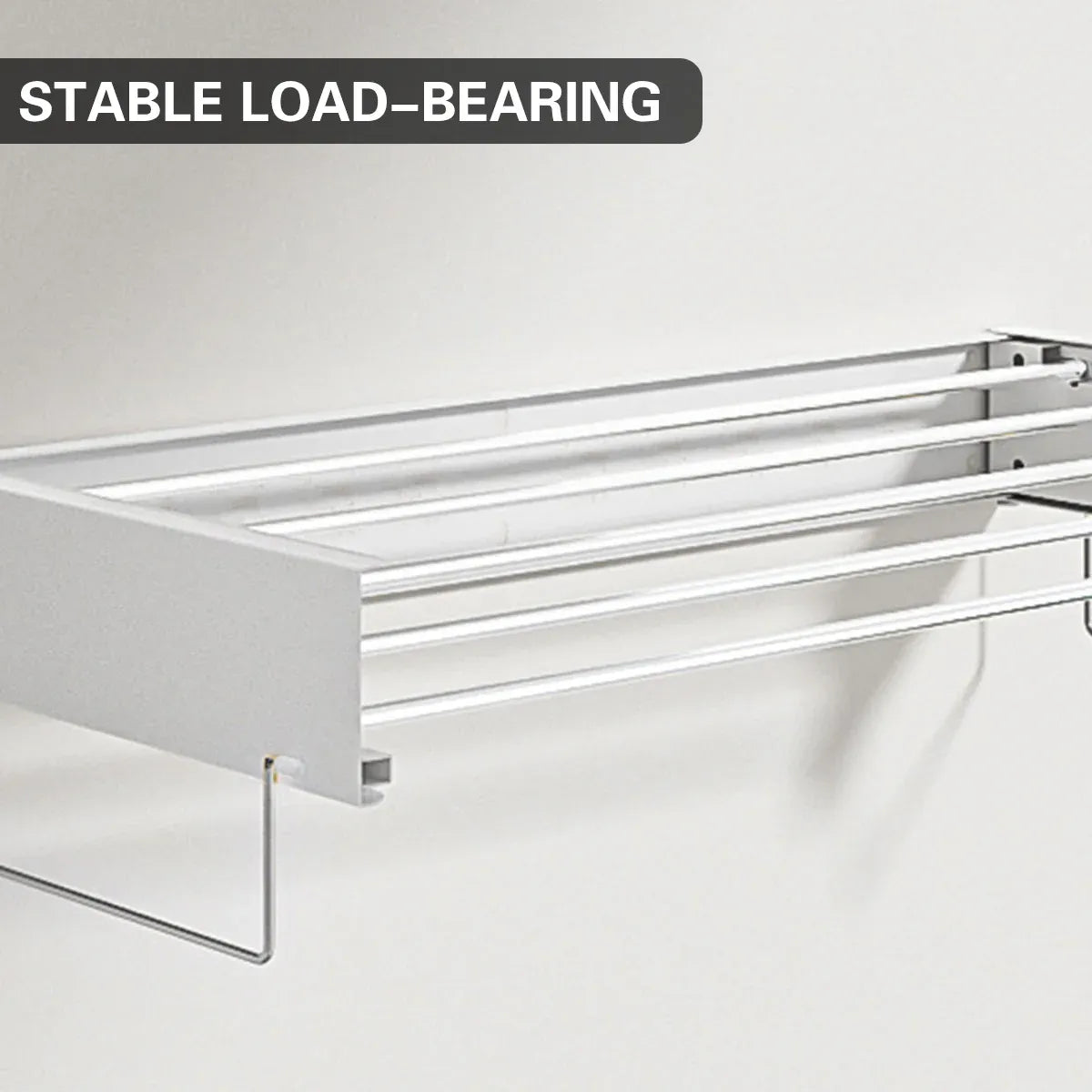 Wall Mount Foldable Clothes Drying Rack Sturdy Material Space Saving Balck/White - White