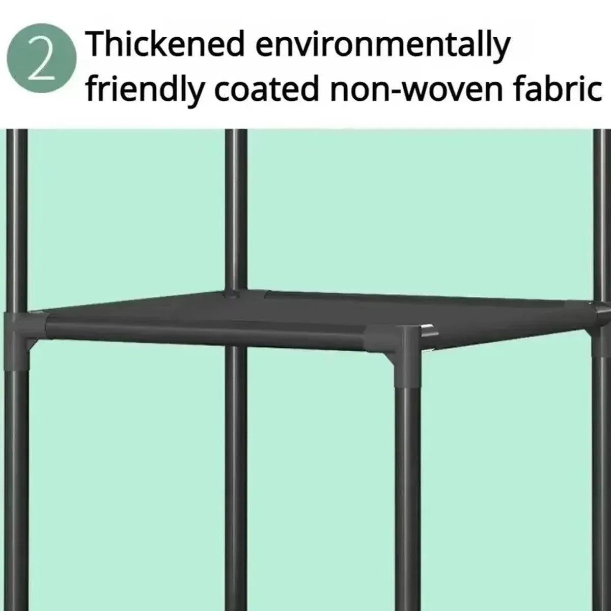 1-Piece Corner Clothes Rack with Shelves and Hooks, Black
