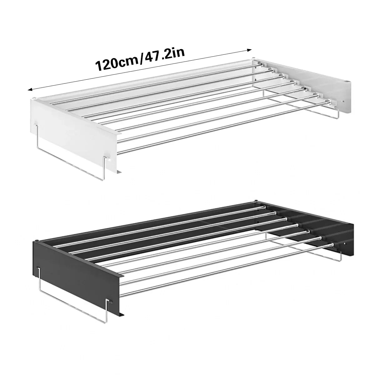 Invisible Wall Mounted Indoor Foldable Clothes Drying Rack Space Saving Home - Black