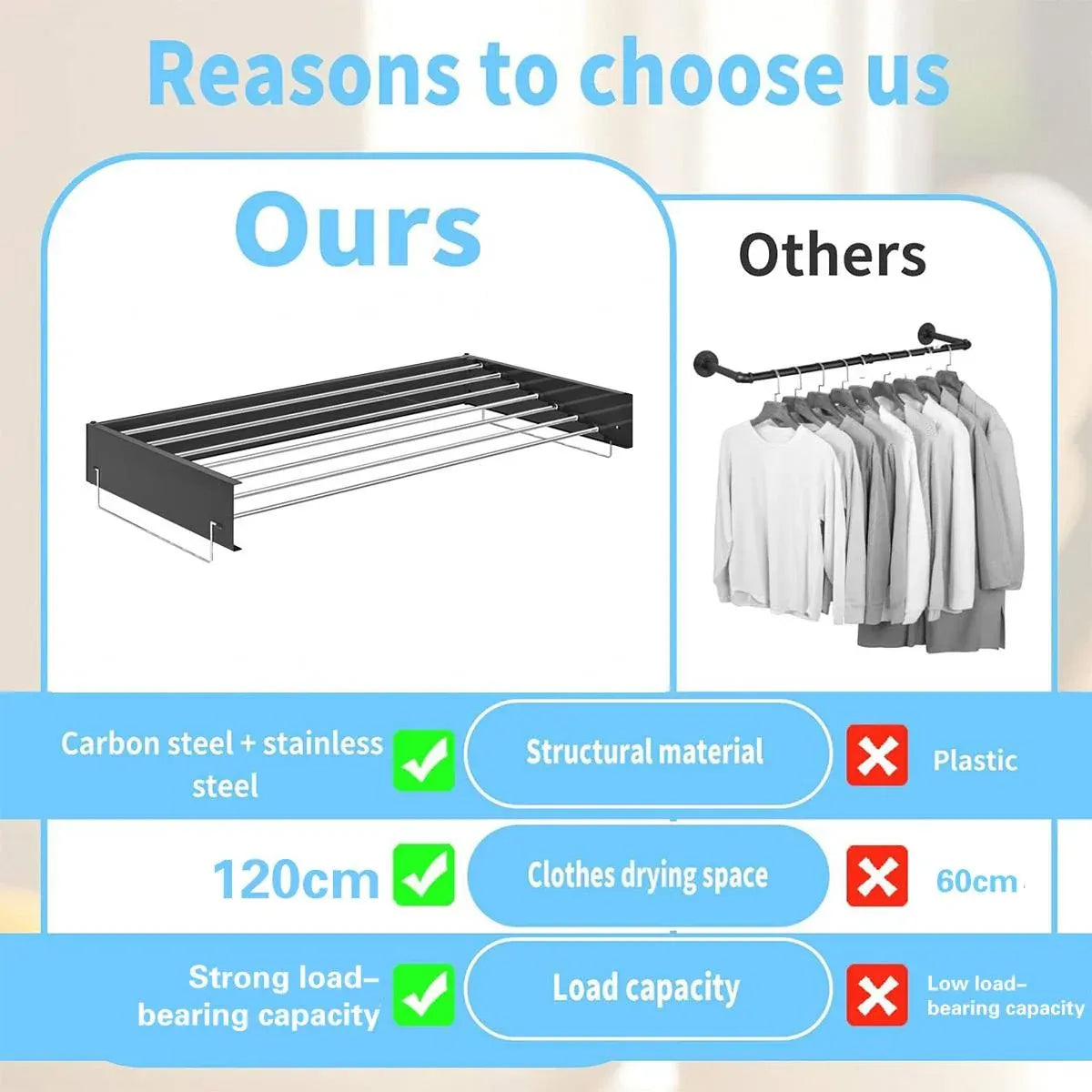 Invisible Wall Mounted Indoor Foldable Clothes Drying Rack Space Saving Home - Black