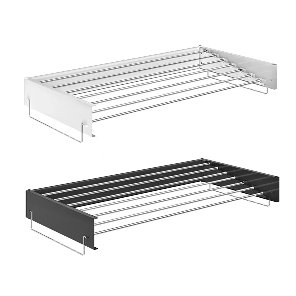 Invisible Wall Mounted Indoor Foldable Clothes Drying Rack Space Saving Home - White