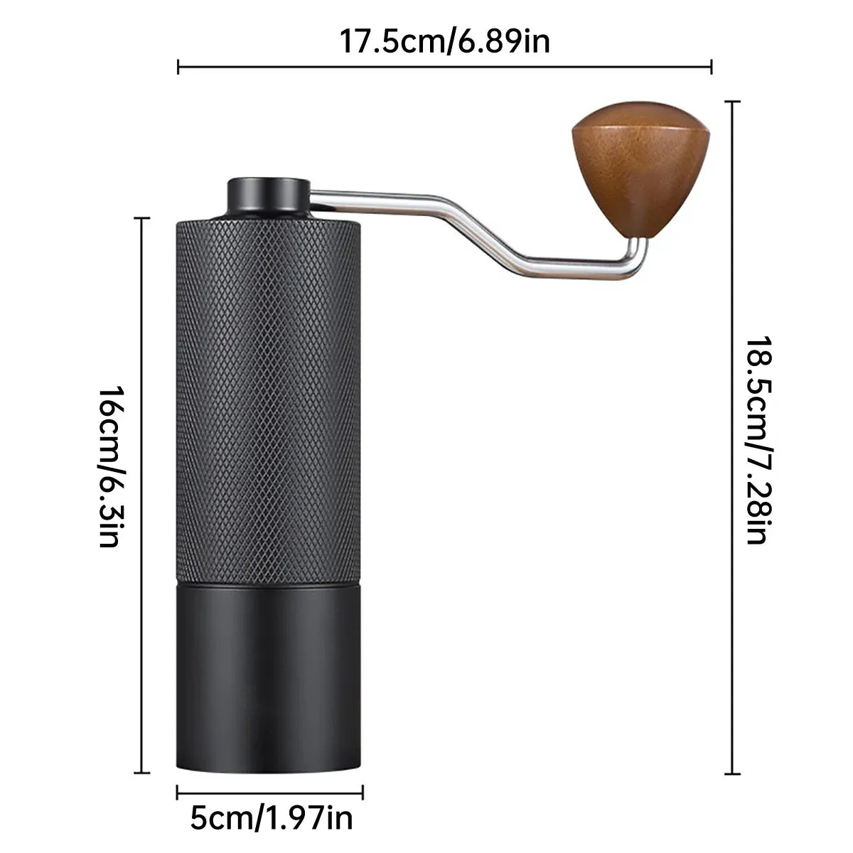 Hand Crank Coffee Grinder for Home Travel Stainless Steel Durable Easy Clean - Grey