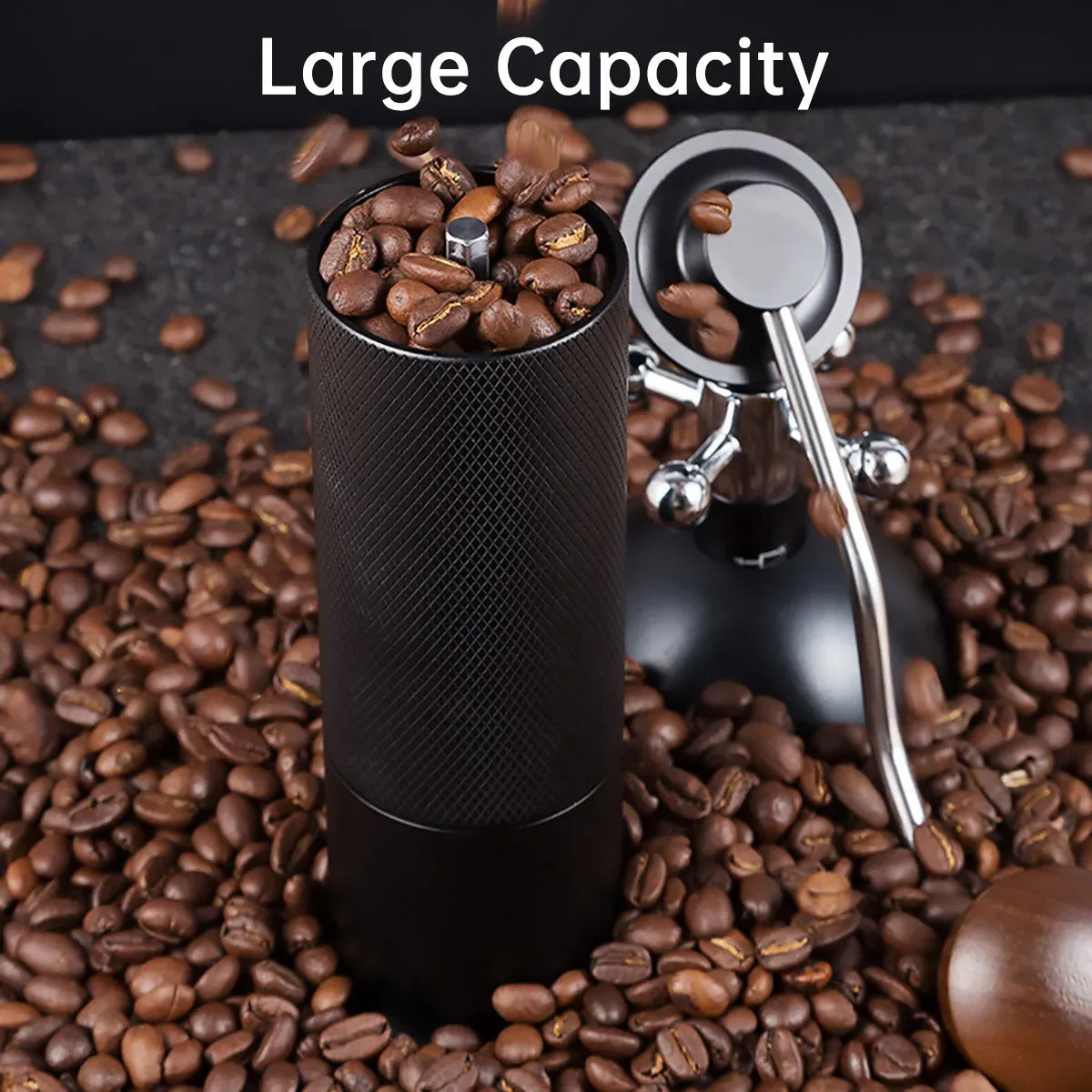 Hand Crank Coffee Grinder for Home Travel Stainless Steel Durable Easy Clean - Grey