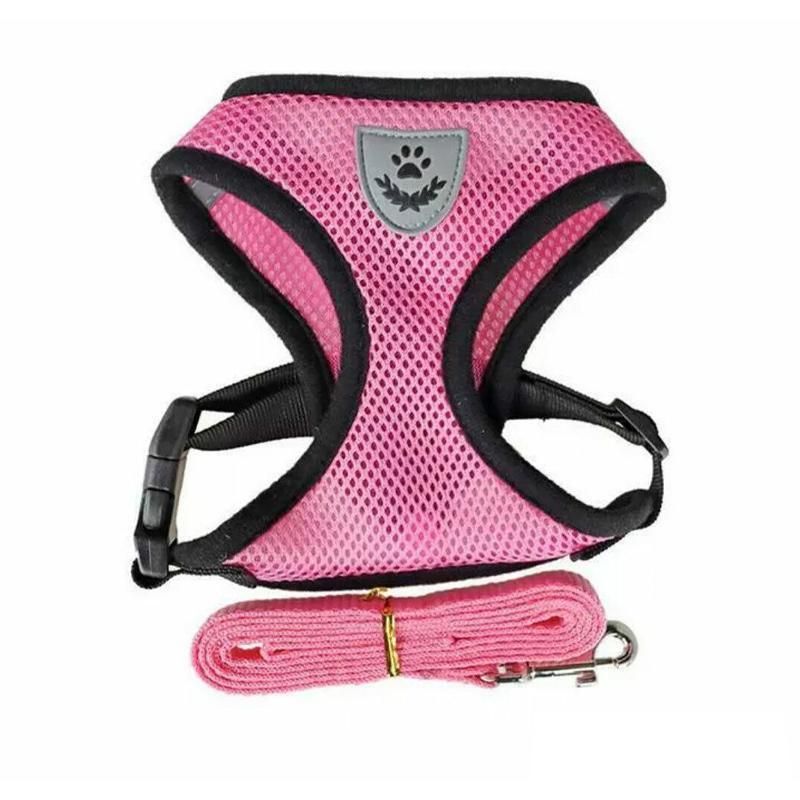 L Size Pet Dog Cat Puppy Soft Leash VEST Mesh Breathe Adjustable Harness Braces Clothes - Black