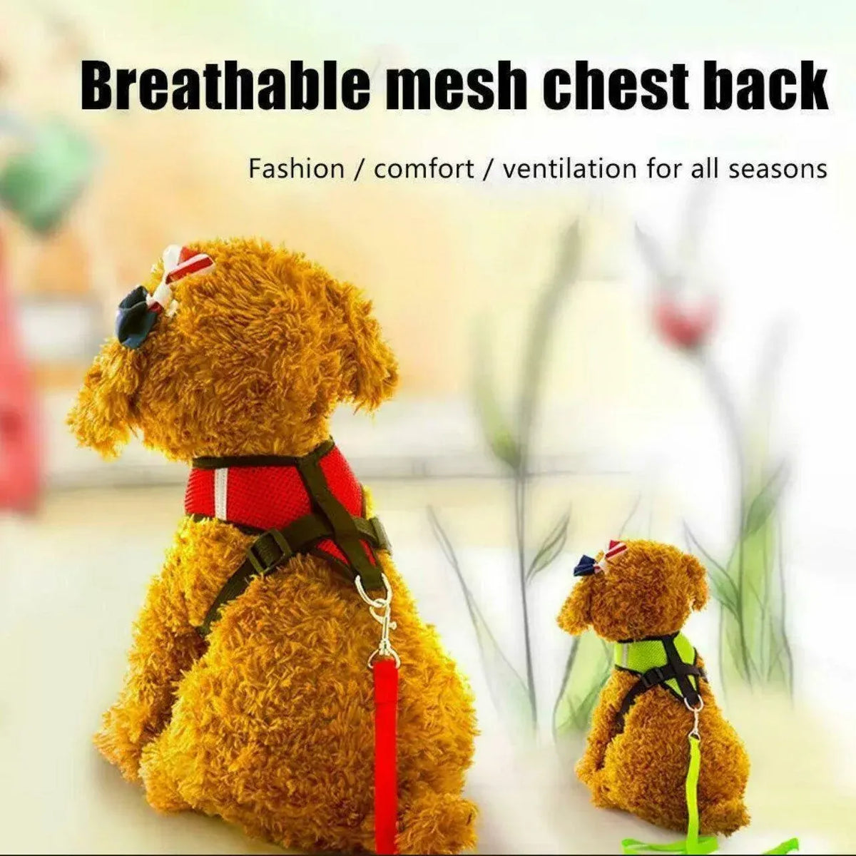M Size Pet Dog Cat Puppy Soft Leash VEST Mesh Breathe Adjustable Harness Braces Clothes - Pink