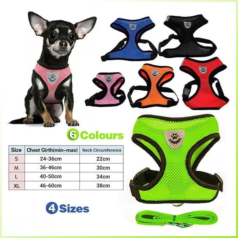 L Size Pet Dog Cat Puppy Soft Leash VEST Mesh Breathe Adjustable Harness Braces Clothes - Red