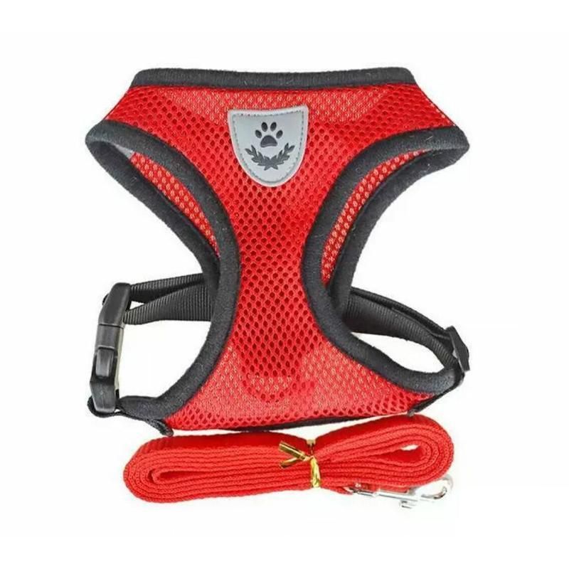 M Size Pet Dog Cat Puppy Soft Leash VEST Mesh Breathe Adjustable Harness Braces Clothes - Red